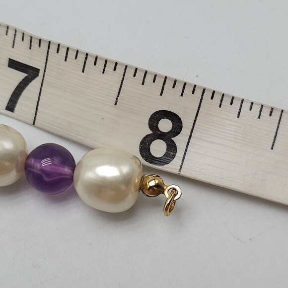 Faux Pearls Avon Bracelet Impressionistic Pastels 1986 Vintage Purple Blue 8.5 - Picture 4 of 4